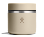 Tan food jar with a Hydroflask logo on it on a white background.