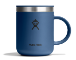 Dark blue travel mug with a Hydroflask logo on it on a white background.