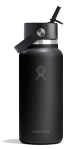 Black water bottle with a Hydroflask logo on it on a white background.