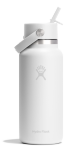 White water bottle with a Hydroflask logo on it on a white background.