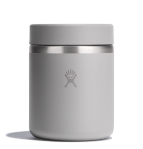 Light grey water bottle with a Hydroflask logo on it on a white background.