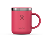 Pink travel mug with a Hydroflask logo on it on a white background.