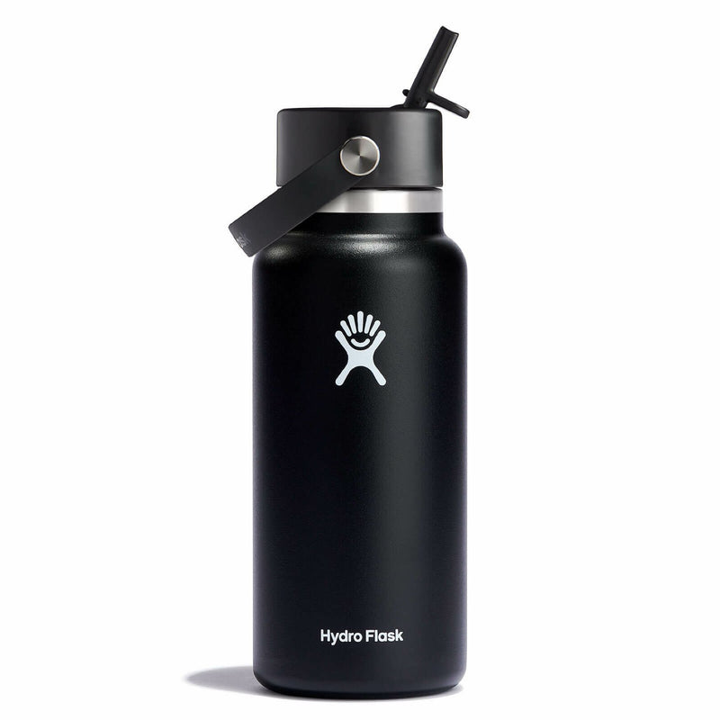 32 oz Wide Mouth Bottle with Flex Straw Cap | Black