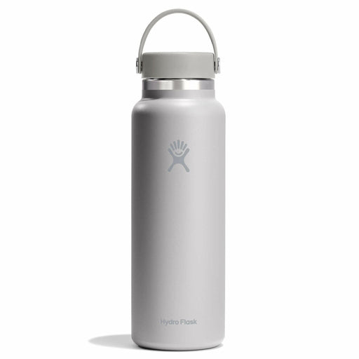 Gray Hydro Flask water bottle on a white background