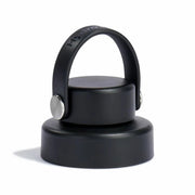 Black bottle cap with a ring handle on a white background