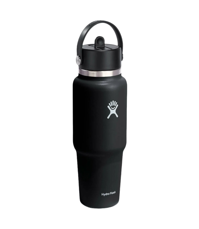 32oz Wide Mouth Travel Bottle With Flex Straw Cap | Black