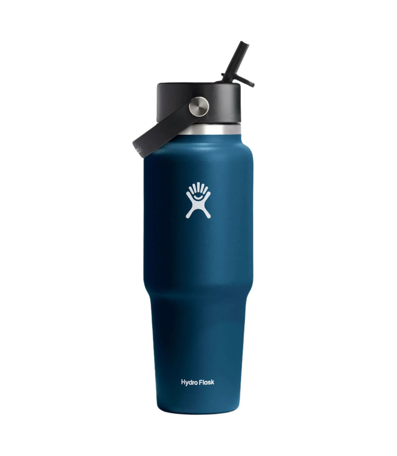 32oz Wide Mouth Travel Bottle With Flex Straw Cap | Indigo