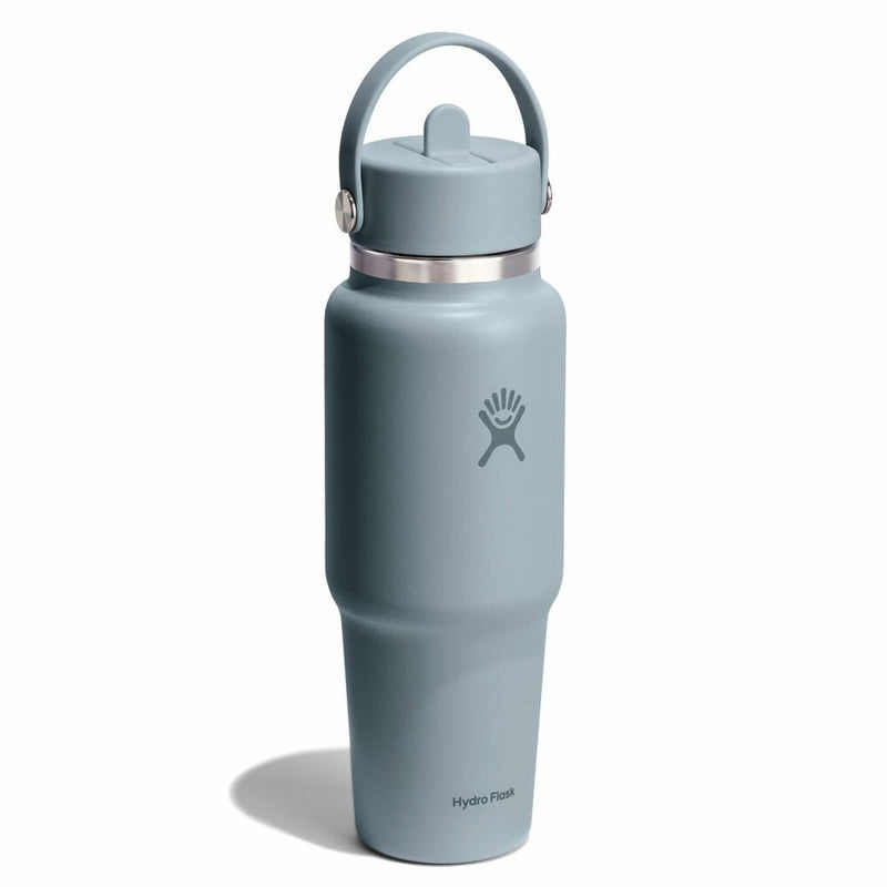 Blue Hydro Flask water bottle on a white background