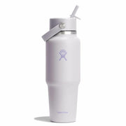 White water bottle with straw lid on a white background