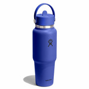 Blue Hydro Flask water bottle on a white background