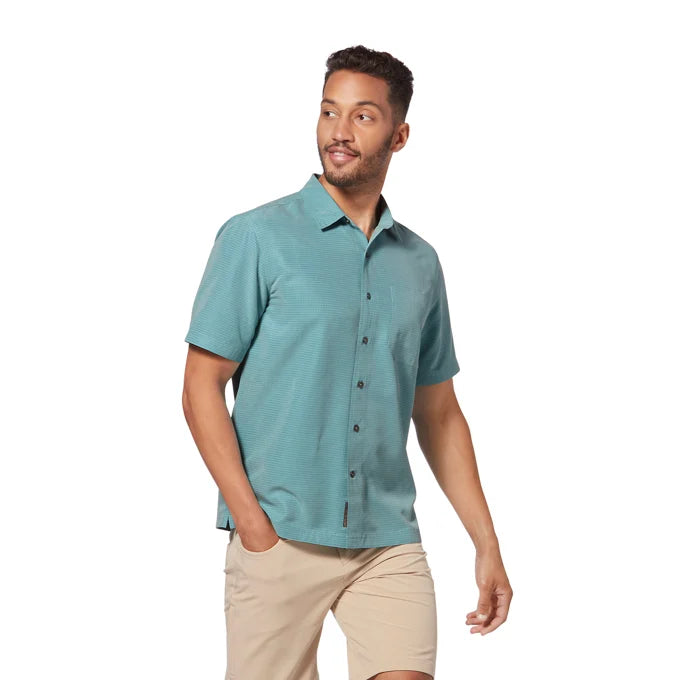 Royal Robbins Desert Pucker S/S (Bowden) Men's Short Sleeve Button Up, Green - B