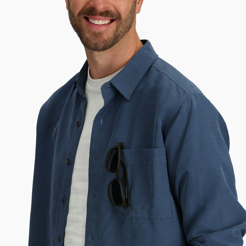 Men's Desert Pucker Long Sleeve Shirt | Collins Blue